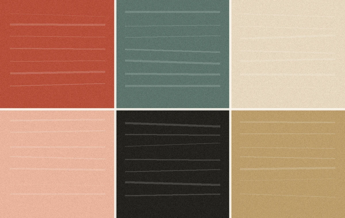 Nuancier texturé de matières décoratives aux tons terre, vert, crème et ocre