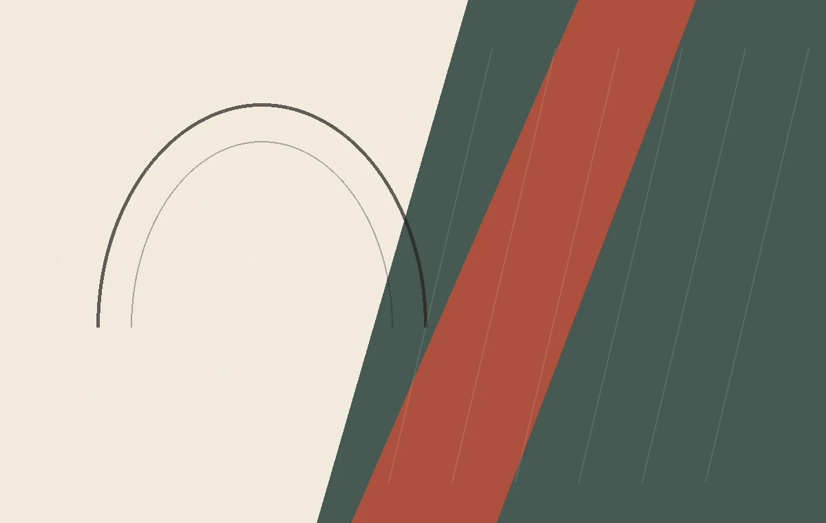 Étude de perspective avec arche, lignes de fuite et plans colorés