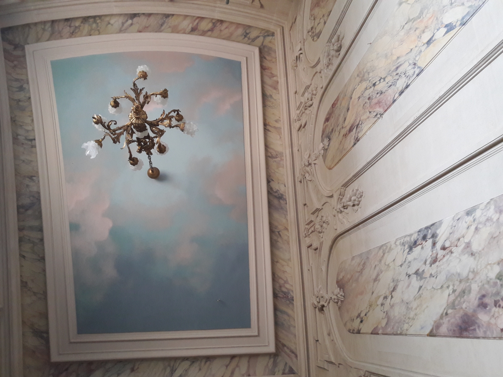 Décor Plafond château particulier- fresque en trompe l'oeil