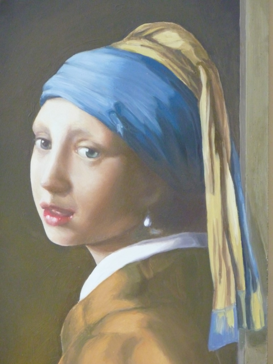 Vermeer détail - trompe l'oeil de fenêtres Décor extérieur façade particulier- fresque en trompe l'oeil